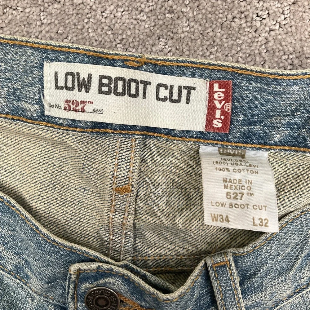 Levi's 527 Jeans Men W34 L32 Light Blue Low Boot Cut Distressed Denim Retro 90s